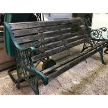 WOODEN SLATTED GARDEN BENCH A/F