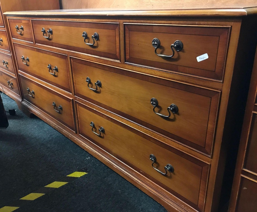 YEW WOOD SIDEBOARD WITH 7 DRAWERS