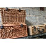 3 WICKER PICNIC STYLE BASKETS