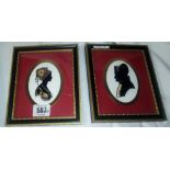 PAIR OF GILT TINTED, PENCIL SIGNED SILHOUETTES OF NAPOLEON & JOSEPHINE