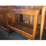 CARVED MAHOGANY 2 TIER TEA TROLLEY