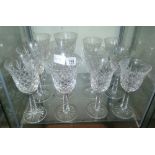 6 CUT GLASS RED WINE GLASSES & SIMILAR CUT GLASS WHITE WINE GLASSES WITH QTY OF OTHER GLASSWARE