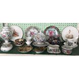 SHELF OF ROYAL CROWN DERBY CHINAWARE, AYNSLEY CHINAWARE ETC