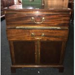 MAHOGANY 2 DRAWER CABINET WITH BRASS HANDLES