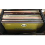 BLACK RECORD CASE OF LP RECORDS