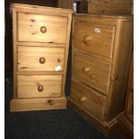 PAIR OF PINE BEDSIDE CHEST OF 3 DRAWERS