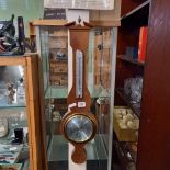 DARK WOOD WALL THERMOMETER & BAROMETER COMBINED 26''