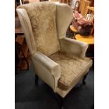 GREEN WING BACK FIRESIDE CHAIR