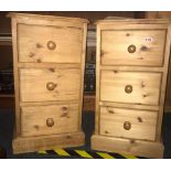 PAIR OF PINE BEDSIDE CHEST OF 3 DRAWERS