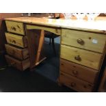 PINE KNEEHOLE DESK WITH 4 DRAWERS