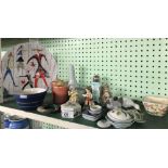 2 SHELVES OF MIXED CHINAWARE