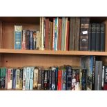 2 SHELVES OF PAPERBACK & HARDBACK BOOKS, FICTION & QTY OF HARDBACK OLDER BOOKS ETC