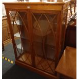 YEW WOOD DISPLAY CABINET WITH GLAZED DOORS & GLASS SHELVES BY CHARLES BARR FURNITURE LTD -