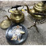 2 BRASS PERIOD KETTLES & OTHER ITEMS