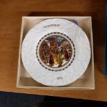 3 BOXED COALPORT CHRISTMAS PLATES 1976, 1977 & 1978 (ONE PLATE BROKE!)