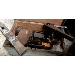 WOODEN CHEST WITH QTY OF PERIOD HAND TOOLS, INCL; STANLEY PLANE & WOODEN PLANE ETC