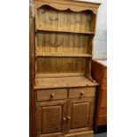PINE DRESSER WITH 2 DRAWERS & 2 CUPBOARDS
