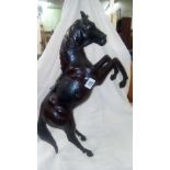 MODEL OF A LEATHER REARING HORSE 20'' HIGH