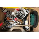 CARTON OF ASSORTED TOOLS INCL; SPANNER & SOCKET SETS ETC