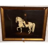 OIL PAINTING ON CANVAS. PORTRAIT OF A LIPIZZANER OF THE SPANISH RIDING SCHOOL, VIENNA. SIGNED