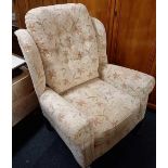 MODERN CREAM FLORAL PATTERNED WING BACK FIRESIDE CHAIR