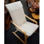 MODERN TEAK WHITE ARMCHAIR