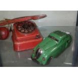 2 DIE CAST METAL TOYS, 1 CAR THE OTHER TELEPHONE A/F