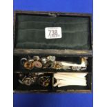 SMALL PERIOD BOX OF COSTUME JEWELLERY