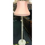 WOODEN WHITE PAINTED STANDARD LAMP WITH SHADE