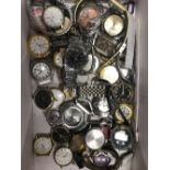 LARGE CONTAINER OF VARIOUS WATCHES, SOME WITH STRAPS