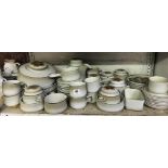 SHELF OF DENBY WARE POTTERY, DINNER & TEA WARE