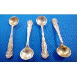 4 SMALL SILVER SALT/CONDIMENT SPOONS APPROX 2'' LONG