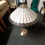 MODERN CHROME STANDARD LAMP & MODERN CHROME TABLE LAMP WITH MATCHING TIFFANY STYLE LAMP SHADES