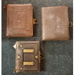 3 LARGE LEATHER BOUND VICTORIAN PHOTO ALBUMS WITH MANY PORTRAIT PHOTO'S