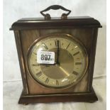 BRASS & ONYX MANTEL CLOCK- UNKNOWN IF WORKING