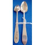 A PAIR OF GEORGE III IRISH SILVER CRESTED SPOONS, DUBLIN BY J.P