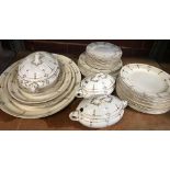 SHELF OF DEANS BURSLEM DINNER WARE WITH VARIOUS SIZED PLATES, TUREEN'S, MET PLATES ETC