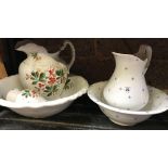 2 DECORATIVE CHINA JUG & EWER SETS, A/F