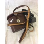 CARL ZEISS PAIR OF BINOCULARS, DELTRINTEM 8 X 30 IN LEATHER CASE WITH PERIOD LEATHER BRIEFCASE