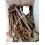 CARTON OF VINTAGE KEYS FOR STRONG BOXES, LONGEST 71/4''
