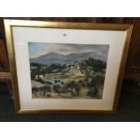 LARGE LANDSCAPE IN PASTELS IN GOOD GILT FRAME