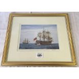 4 F/G MATCHING PRINTS IN GILT FRAMES OF 18th CENTURY NAVAL SHIPS
