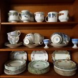 4 SHELVES OF MIXED CUPS & SAUCERS & PLATES