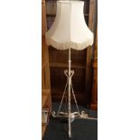PAINTED WROUGHT IRON DECORATIVE STANDARD LAMP WITH SHADE & TIMER (NEEDS TO BE RE-WIRED)