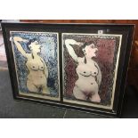2 F/G PRINTS OF A NAKED LADY EACH POSSIBLY GERMAN & POSSIBLY BY ARTIST (SOME DAMAGE)