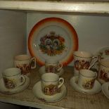 SHELF OF ROYAL COMMEMORATIVE CUPS & SAUCERS & PLATES