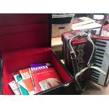 PARROT PIANO ACCORDION & CASE WITH MUSIC BOOKS