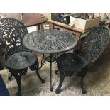 CIRCULAR METAL GARDEN TABLE WITH 2 CHAIRS