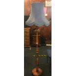 STAINED WOODEN STANDARD LAMP WITH SHADE