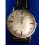S/S BACK GENTS WATCH # 52065 BY BOWDEN & SONS ON BLACK STRAP - WORKING